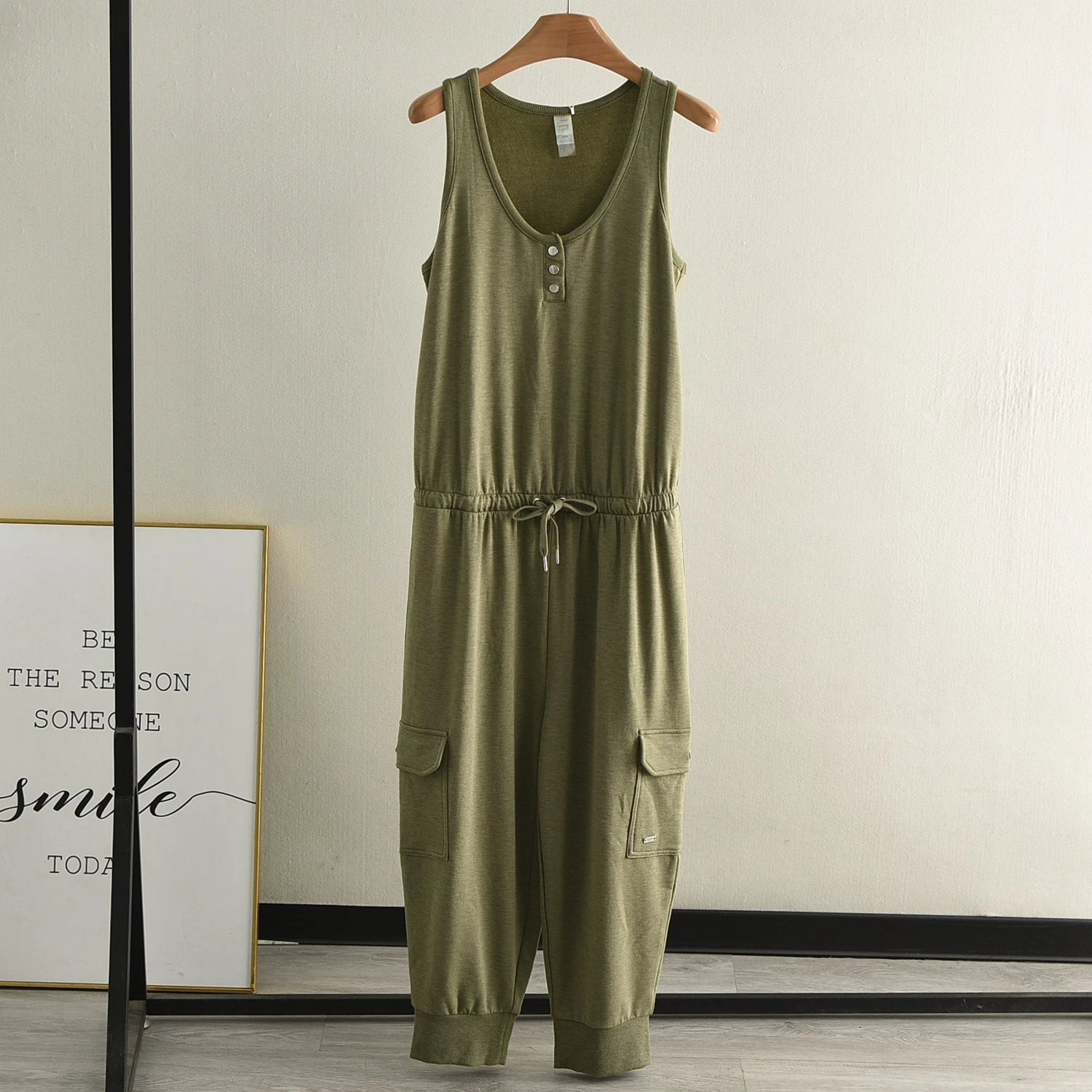 High Waist Sleeveless Jumpsuit Women's Summer Loose Slimming Belted Casual Pants Trousers Wide Leg Workwear Style