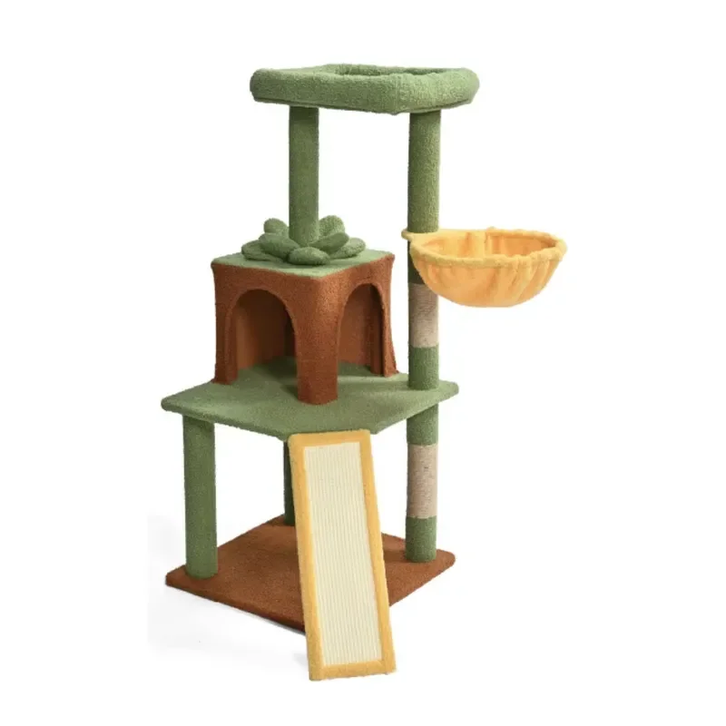 Space Saving Compact Cat Tower Sisal Scratch Tree Tower Design for Small Home Apartment Indoor Cats Resting and Playing