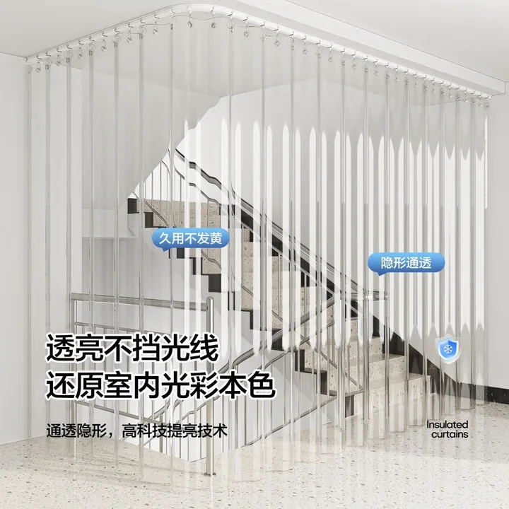 Staircase Blocking Curtain Living Room Balcony Transparent Door Curtain Windproof Air Conditioning Partition Curtain