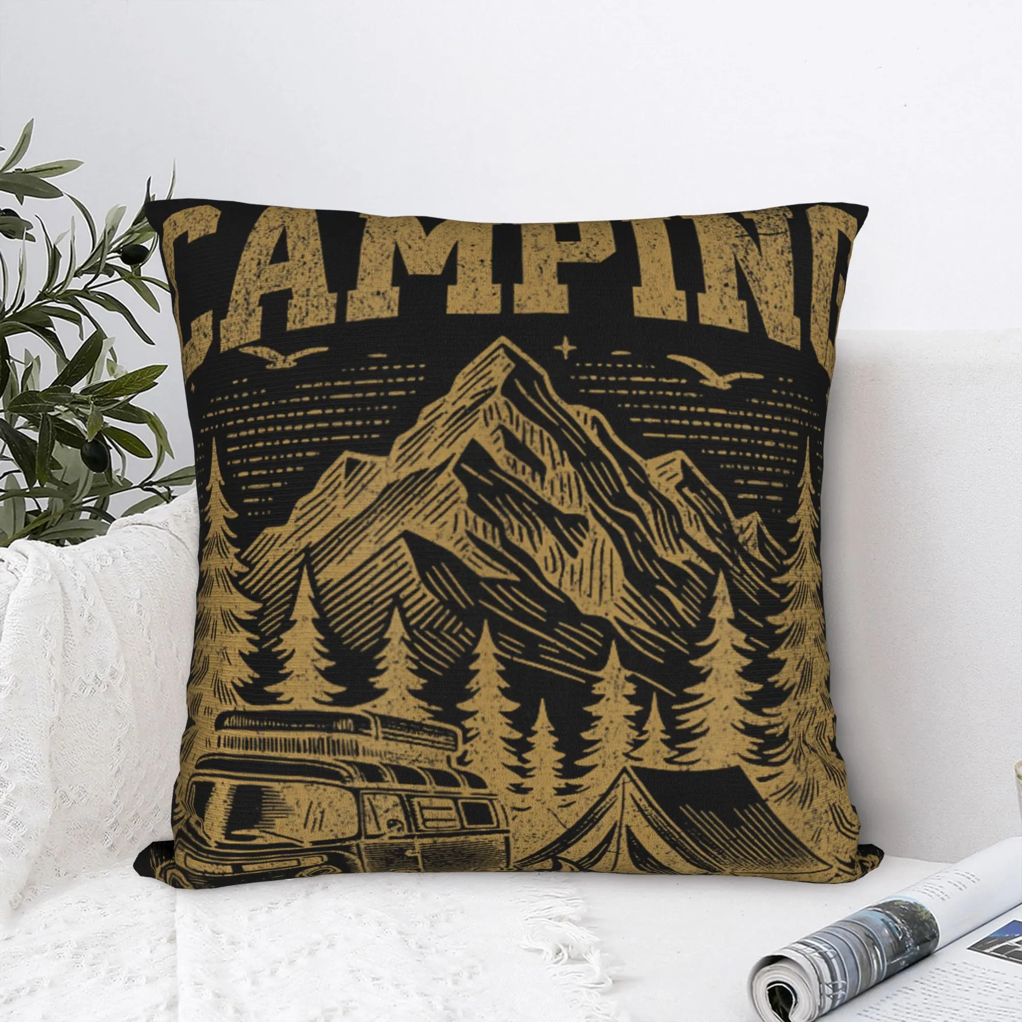 Camping is My Therapy Pillow Case  Graphic Pillow Cover For Living Room Bed Chair Kawaii Pillowcases