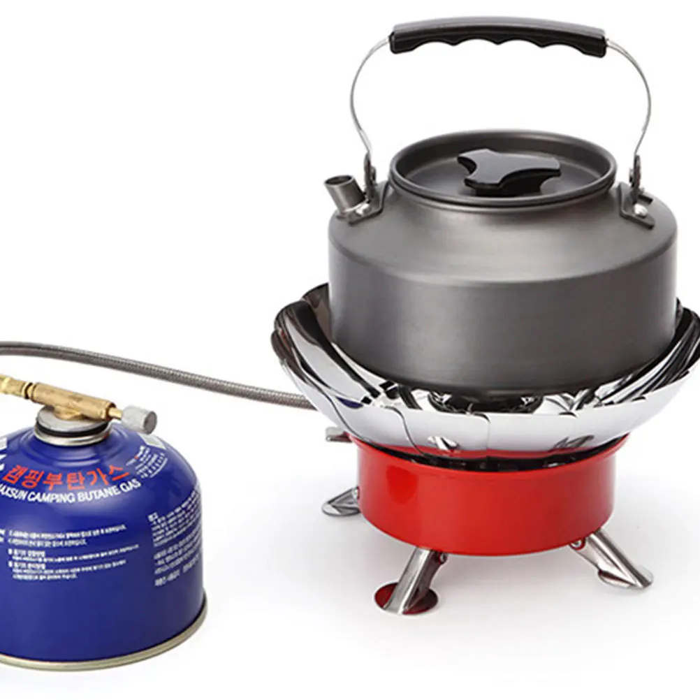 

Steel Furnace End Portable Gas Stove Head Lightweight Foldable High Thermal Efficiency Wind Performance Lotus Design for Camping