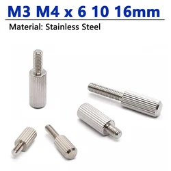 M3 M4 X 6 10 16mm Stainless Steel Small Head Straight Knurled Bolt Thumb Screw Long Handle Cylindrical Screws Hand Screw 5-20pcs