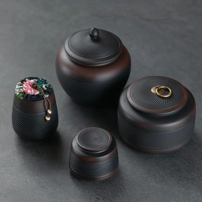 tea organizer Porcelain Purple pottery tea can Sealed moisture-proof jar ceramic purple clay awaken tea jar Pu erh storage jars