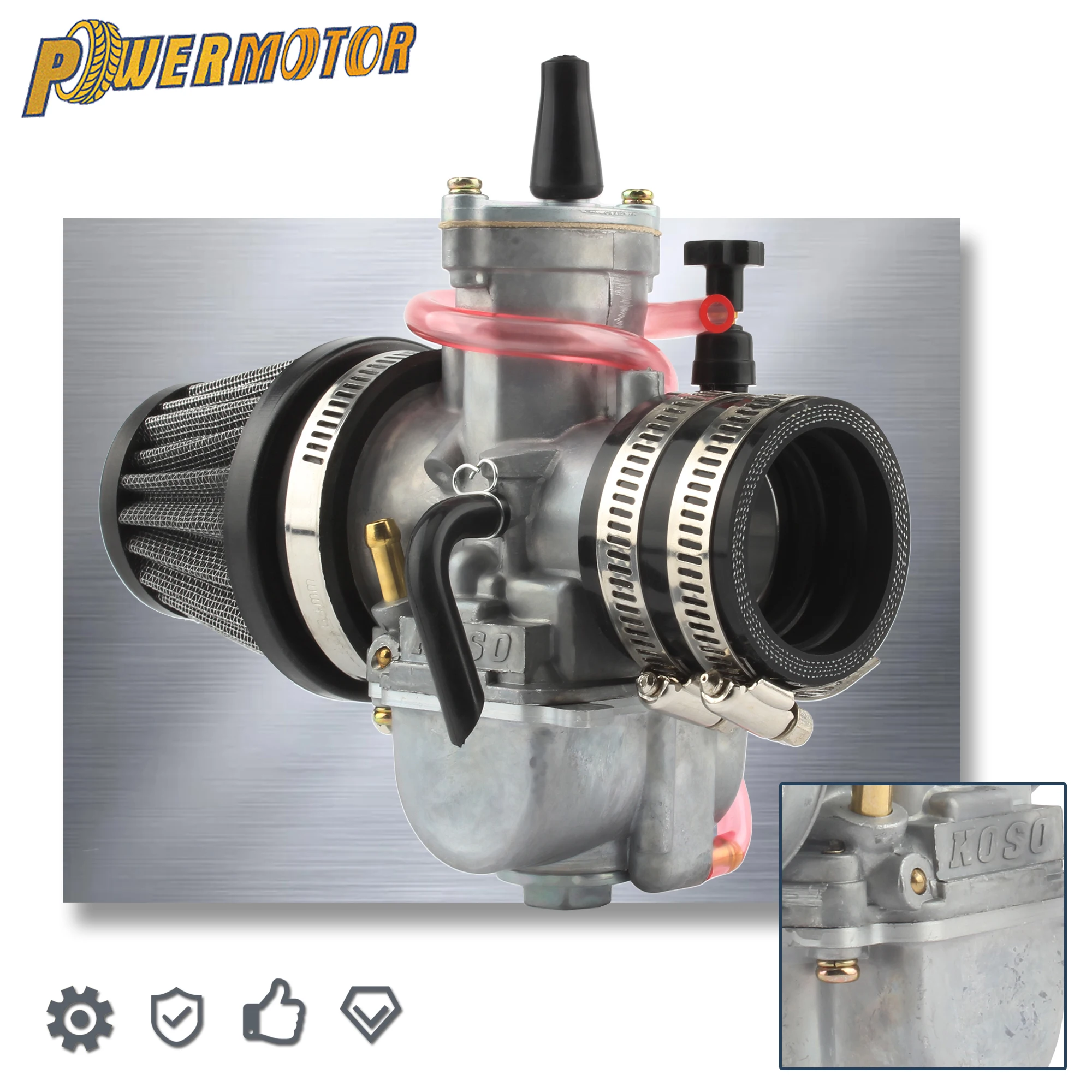 

For KOSO Keihin PWK 30 32 Motorcycle Carburetor with Air Filter Intake Pipe GY6 2 Stroke Mini Motocross ATV Pit Bike Go Kart