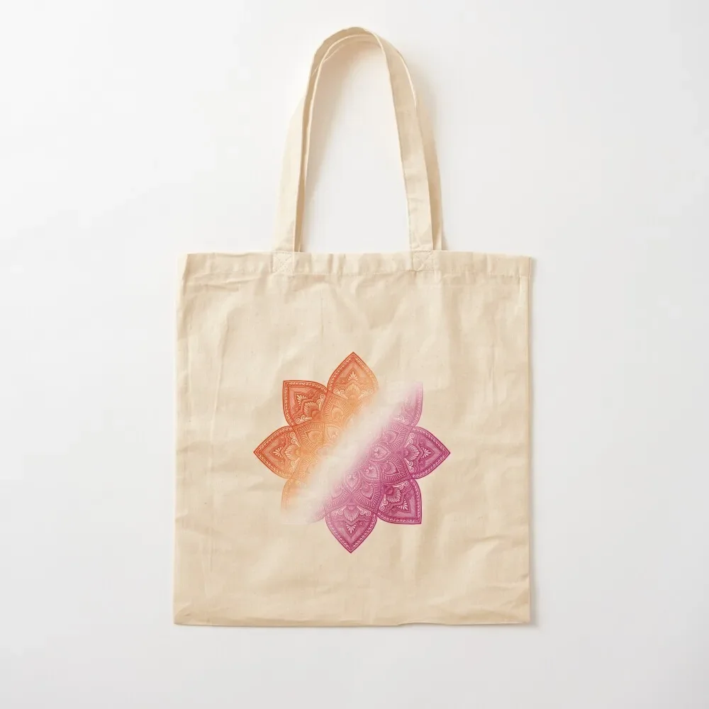 

Pink, White, and Orange Mandala Option 1 Tote Bag the tote Portable shopping men's Big