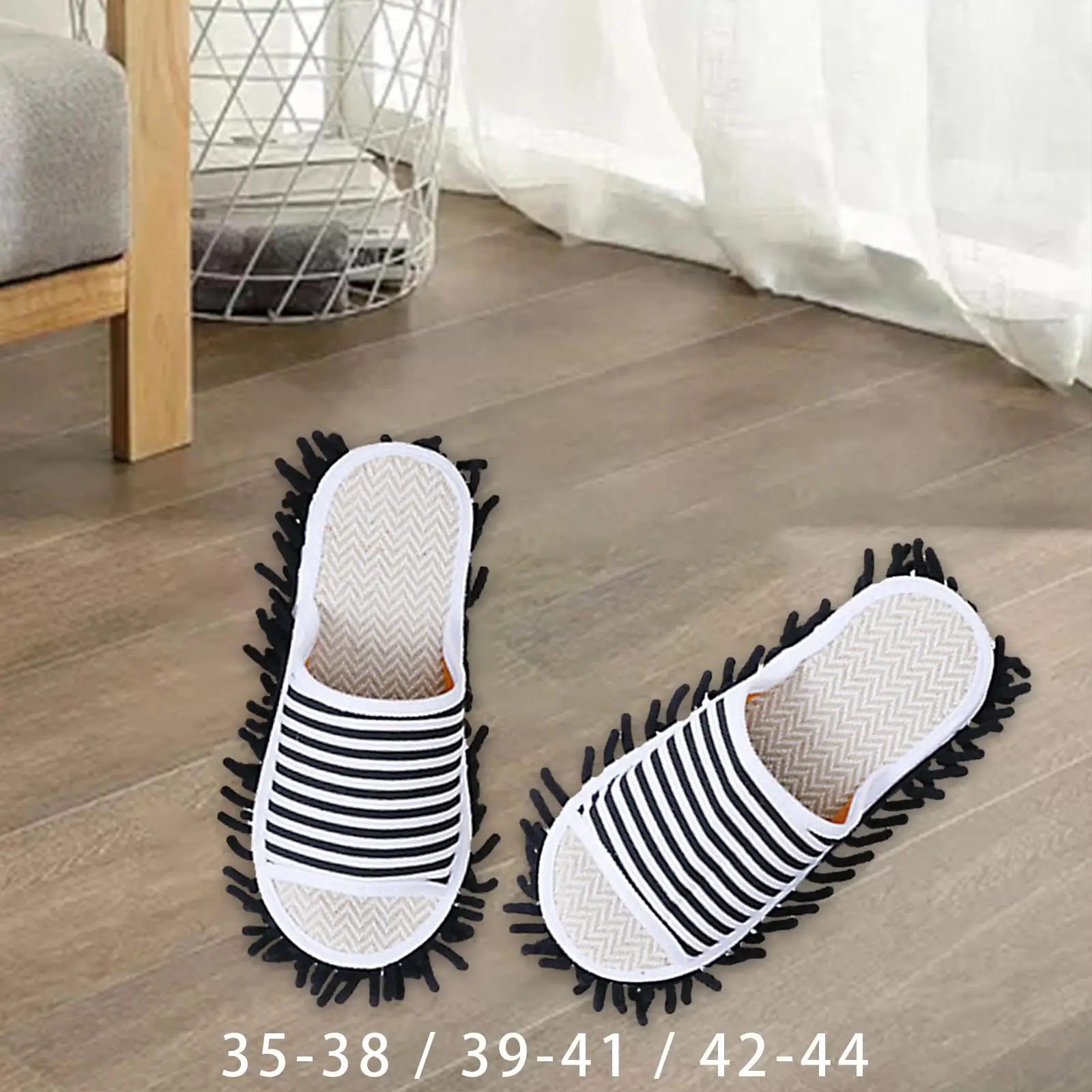 

Lazy Mop Slippers Soft Open Toe Cleaner Cleaning Sandals for Farmhouse Floor