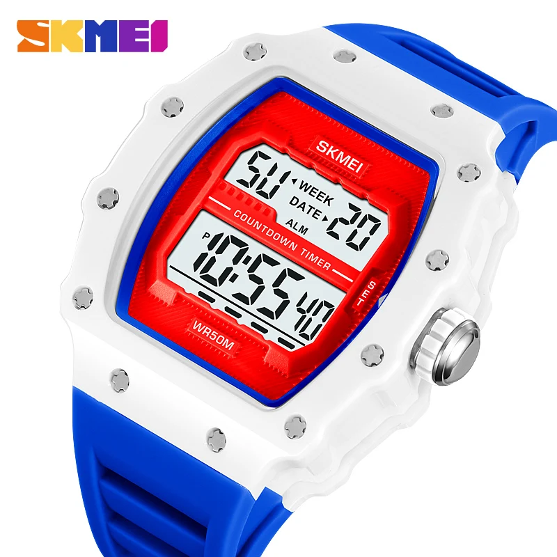 

SKMEI Youth Cool Countdown Stopwatch Digital Sports Watches Fashion 5Bar Waterproof Wristwatch For Men Alarm Clock Reloj Hombre