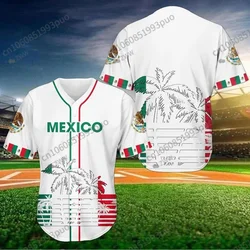 2024 Mexico Custom Name Baseball Shirt Jersey Summer NewFashion 3DPrint Funny Beach Short Sleeve Sport Casual Shirt