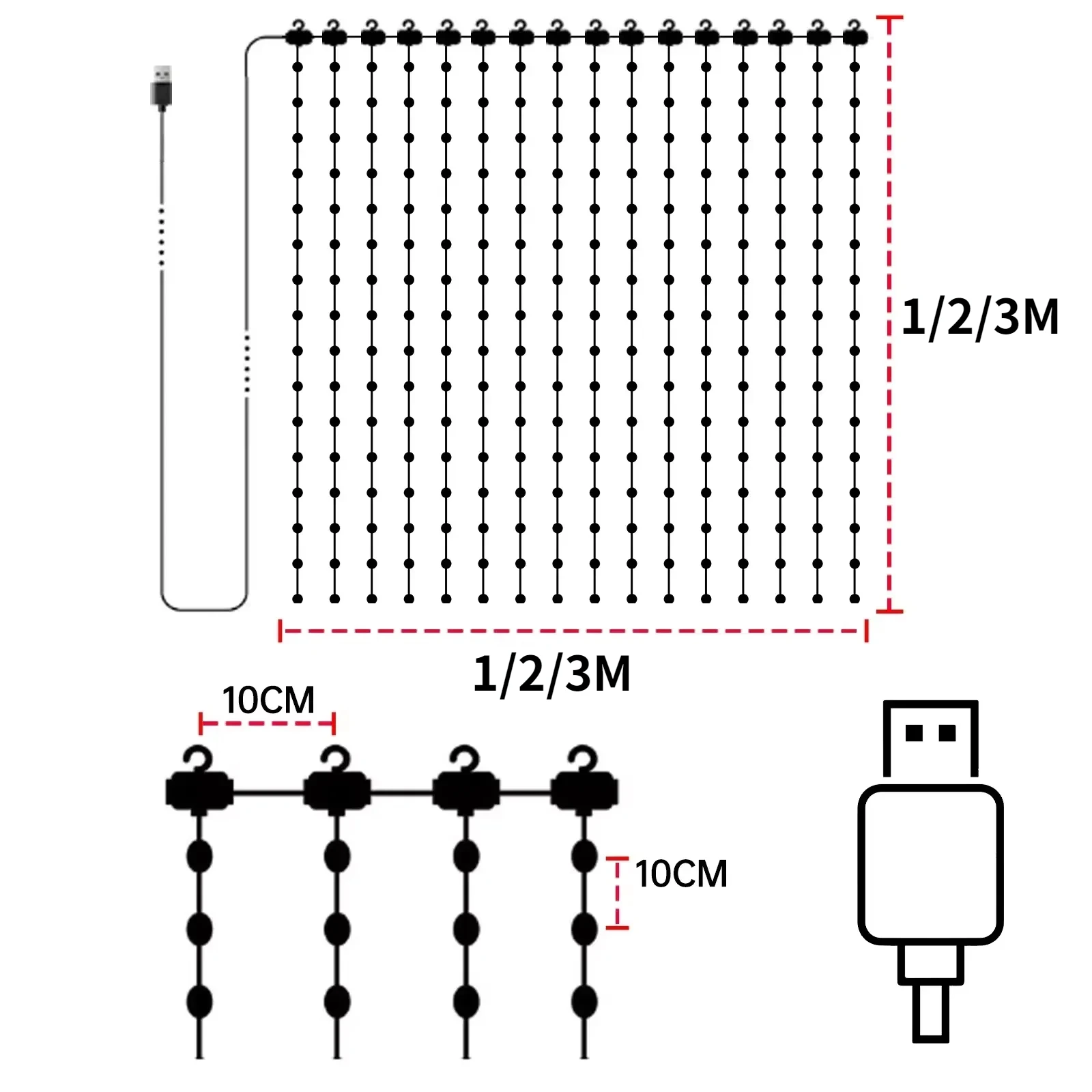 Cortina de luces Led inteligente con Bluetooth, guirnalda de luces RGB con aplicación, USB, 5V, imagen de bricolaje, texto, pantalla LED para decoración de fiestas de Navidad