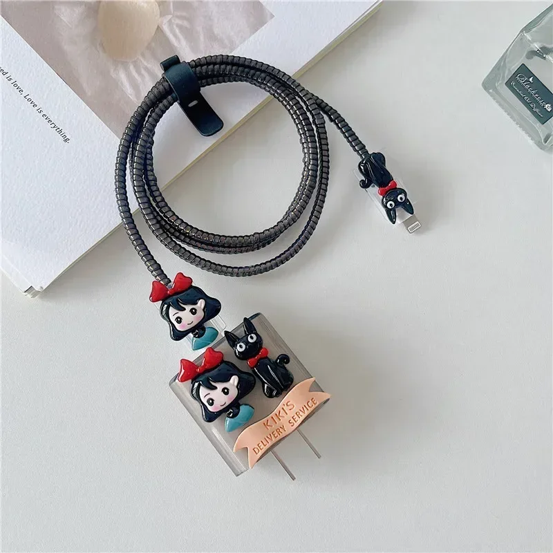 1 Set Cartoon Cable Protector Cover Kawaii Animal Charger Cable Protector Set Cute 18/20W Wire Charger Data Cable Line Protect