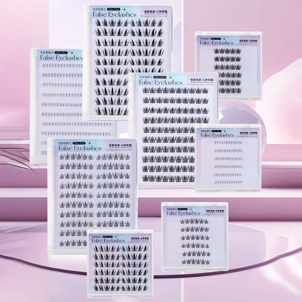 

Fluffy Glue Free Cluster Eyelashes DIY Individual Self-adhesive False Eyelashes Makeup Dense Segmented Eyelashes Bundles Women