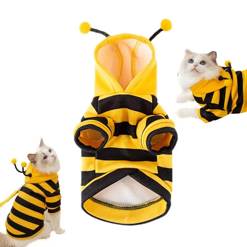 Dog Bee Costume Pet Bee Halloween Hoodies Soft Pet Halloween Christmas Cosplay Dress Hoodie Cosplay Clothes for Dog Cat Puppy