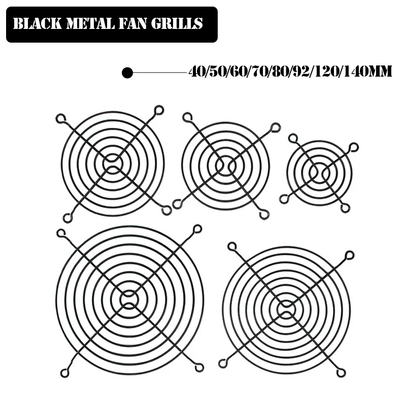 2 szt. Osłona wentylatora chłodzący metalowy Grill wentylator obudowa komputera 30mm 40mm 50mm 60mm 70mm 80mm 90mm 120mm 135mm 140mm 170mm 200mm