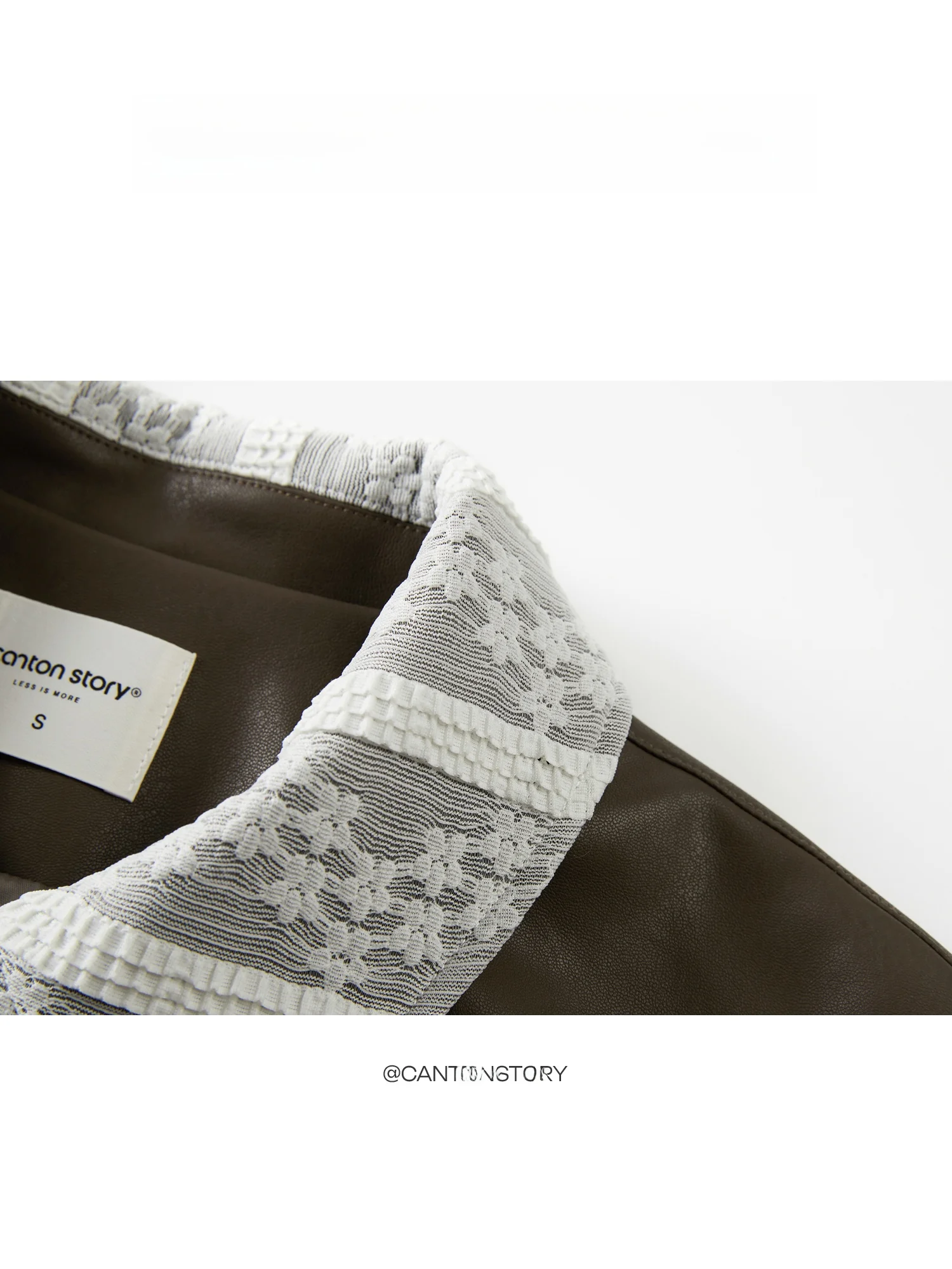 Jaqueta Feminina Americana de Couro com Gola de Renda Solta, Estilo Vintage Retrô, Coleção S de Yang Ci