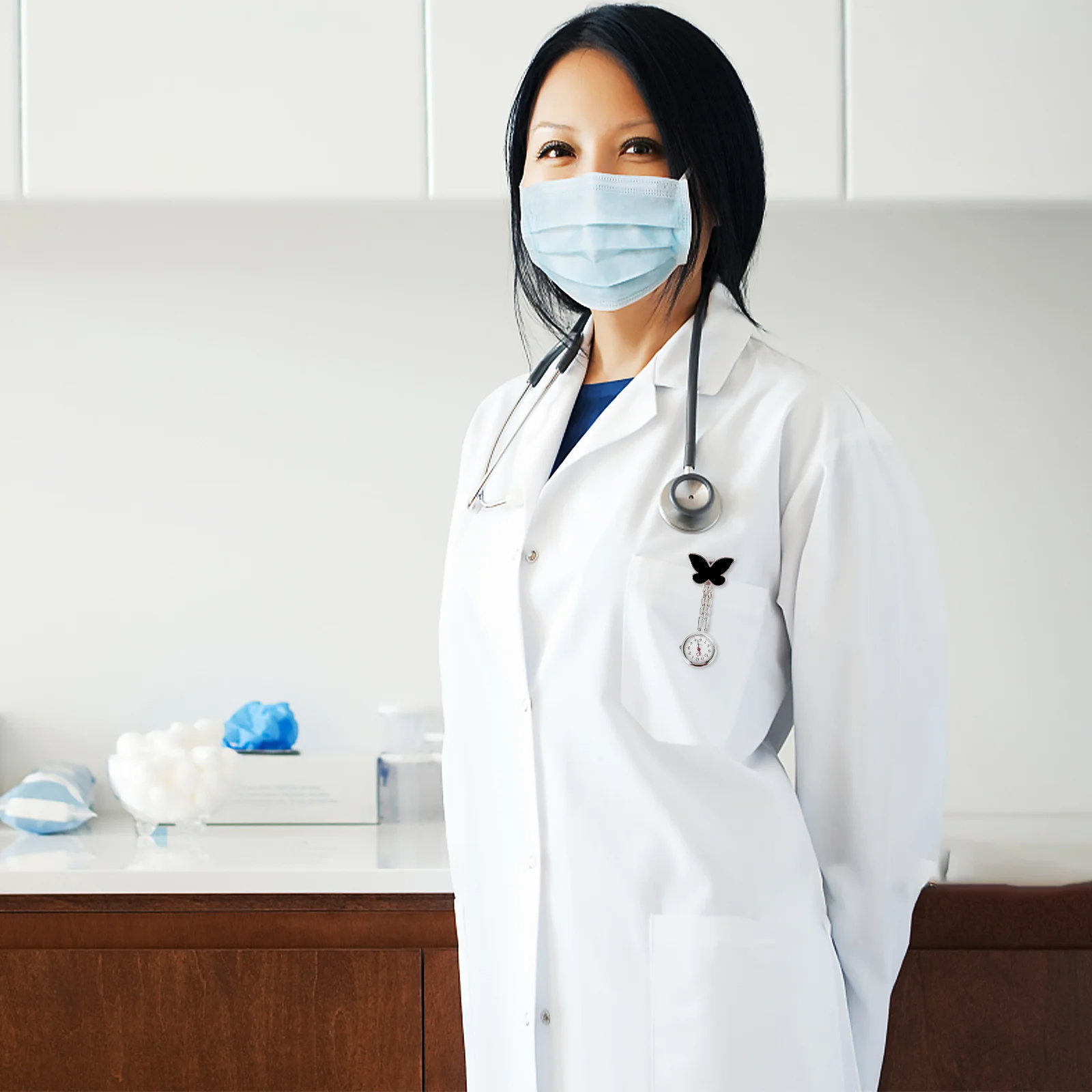 

Women'S Butterfly Nurse Pocket Watch Fashionable Doctor Hanging Brooch Fob Watch For Nurses Medical Staff Gift