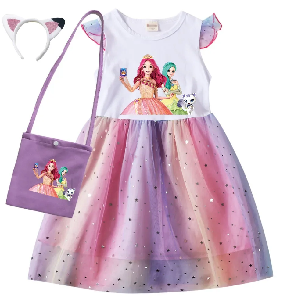 Cartoon Secret Jouju Costume Baby Girls Casual Dresses Children's Princess Vestidos Toddler Girl Short Sleeve Dress & Little Bag