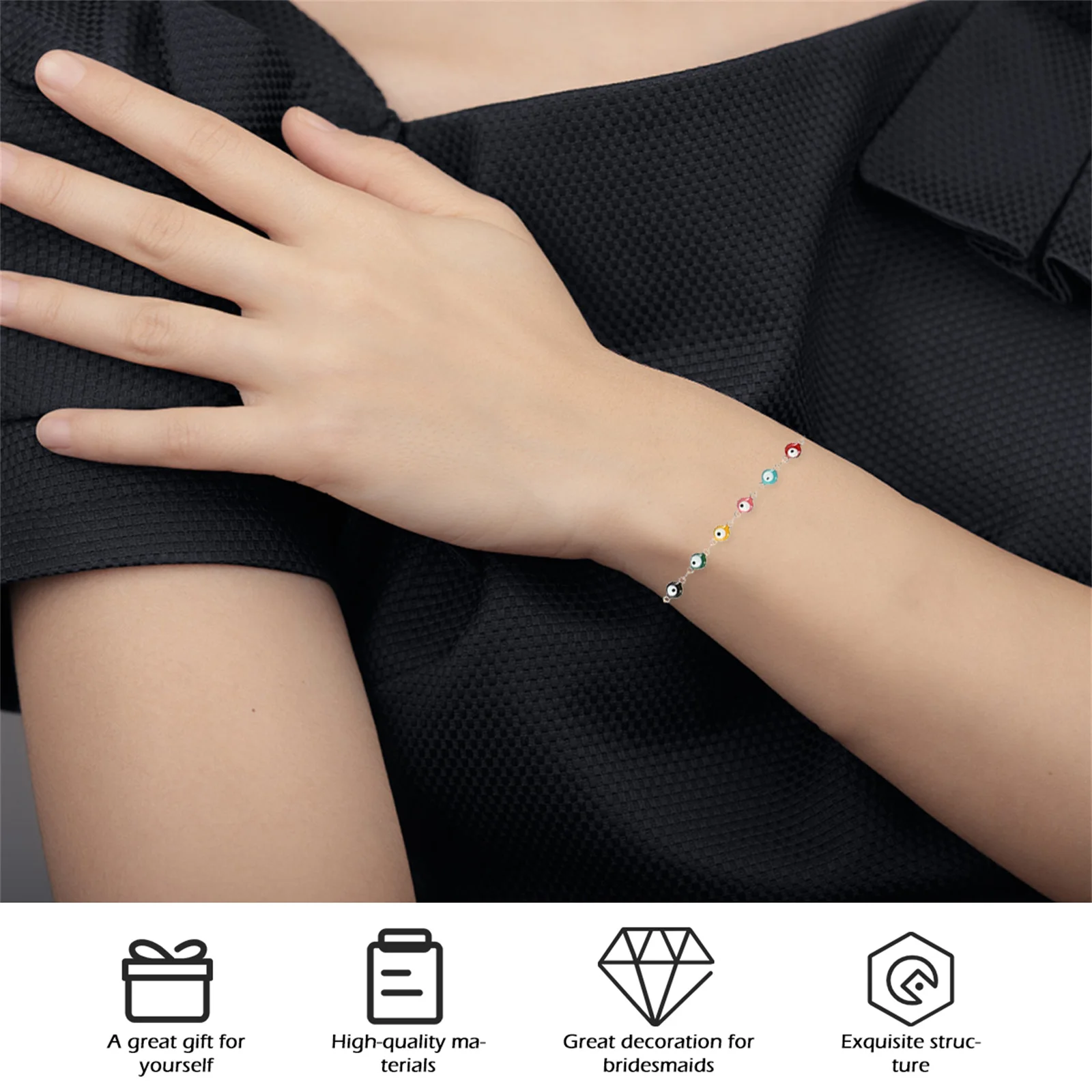 Evil Eye Bead Chain 1m Long with Connecting Holes Both Sides DIY Beads for Handmade Jewelry Evil Eye Link Chain