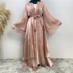 New Muslim Middle East women's robes Dubai Turkey Arabian Satin Sparkly Cardigan dress Loose elegant women's dress