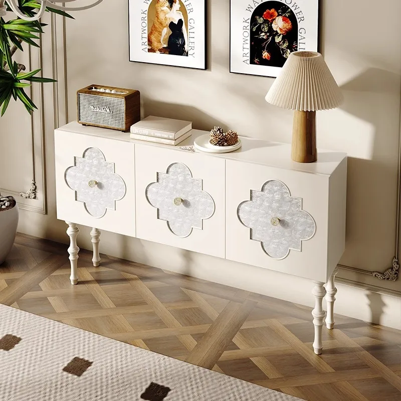 

French Cream Wind Solid Wood Entrance Cabinet Entry Hall Cabinet Premium Locker