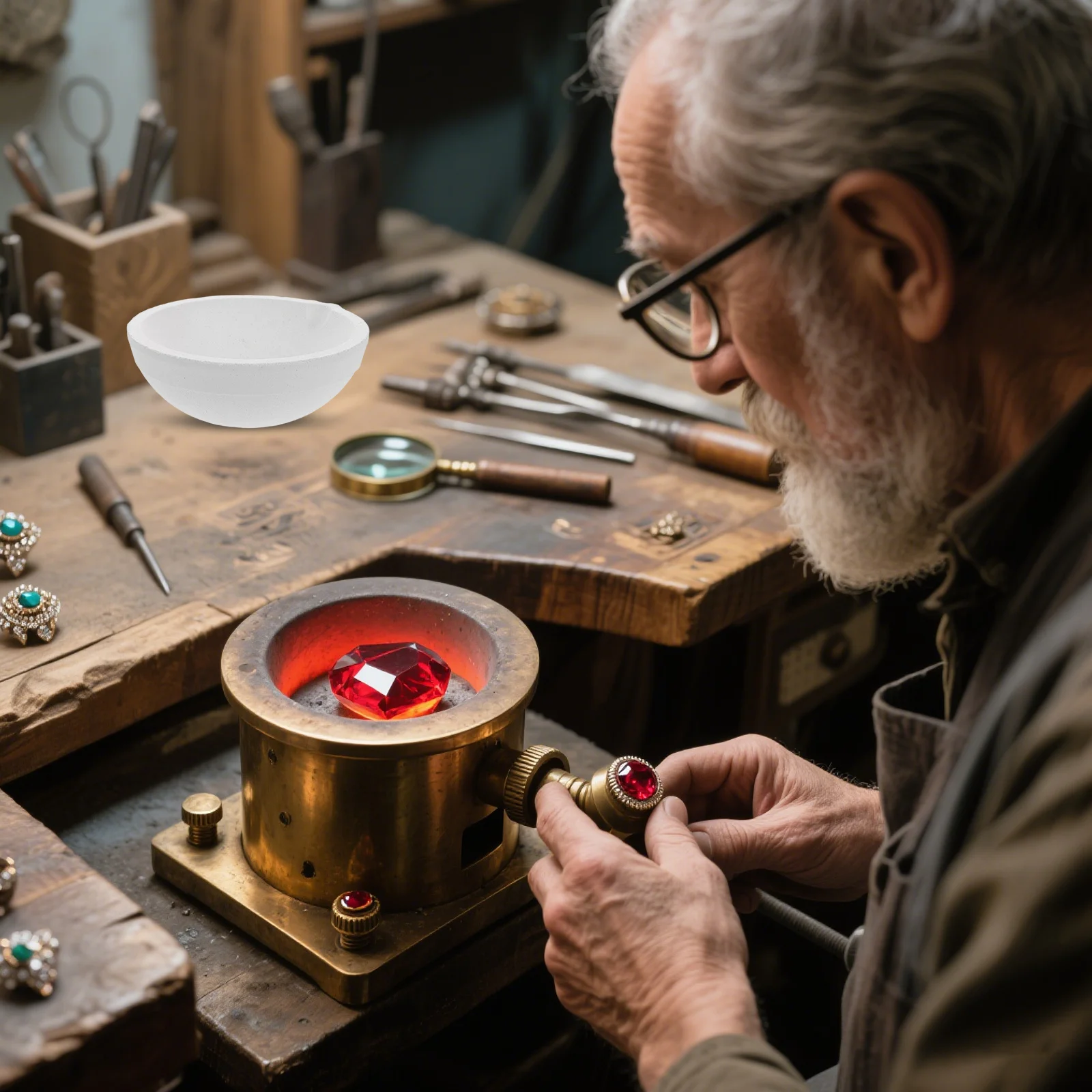 

Stoneware Melting Bowl Small Ceramic Crucible 1000g High Temperature Resistant Metal Refining Casting Gold Silver Copper Alloy