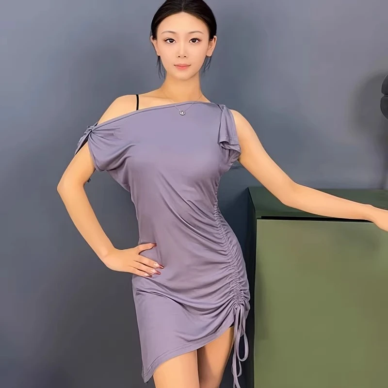 

New Arrival Women Asymmetric Hem Latin Dress Summer Lightweight Breathable Fabric Ballroom Design Suitable for Daily Training