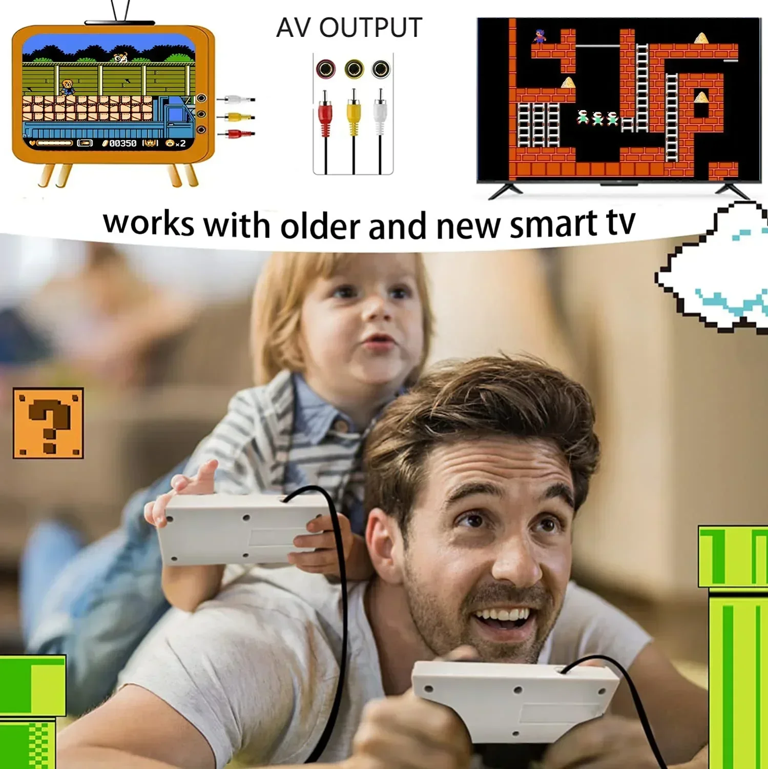 Retro Mini TV Video Game Consoles AV Out 8-Bit 620 Classic Games 2 Player with Controller for Children Famaily Gifts