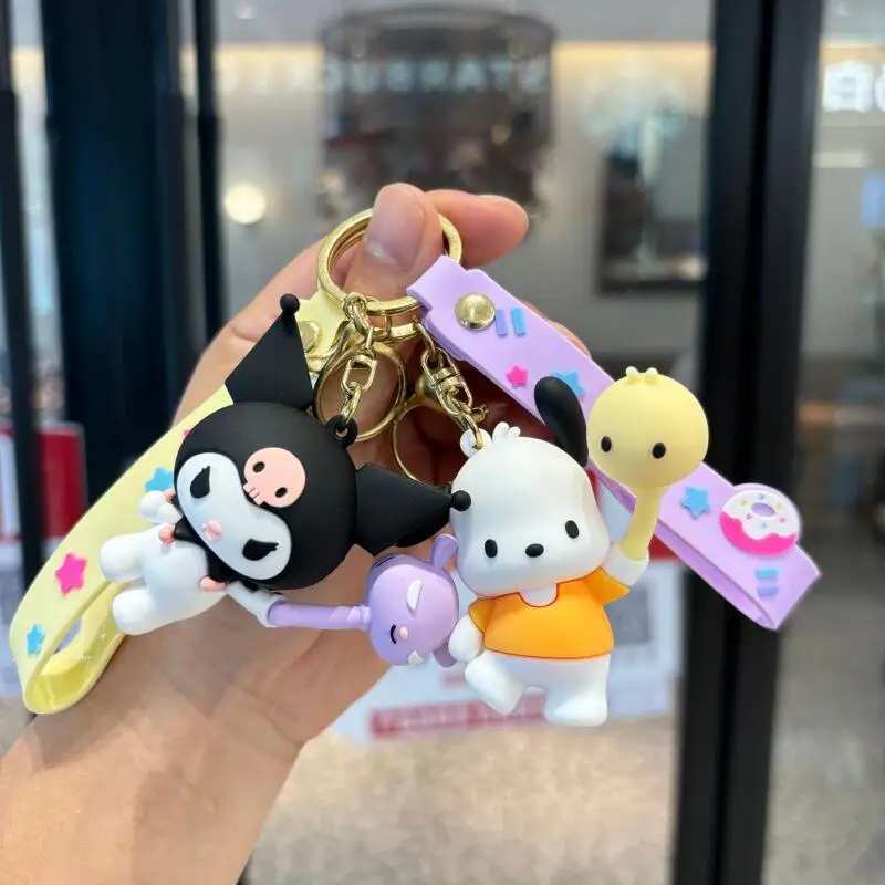 

Hellokitty Lovely Kuromi Cinnamoroll Doll Keychain Couple Style Car Keyring Backpack Pendant Bag Charm Wholesale for Women