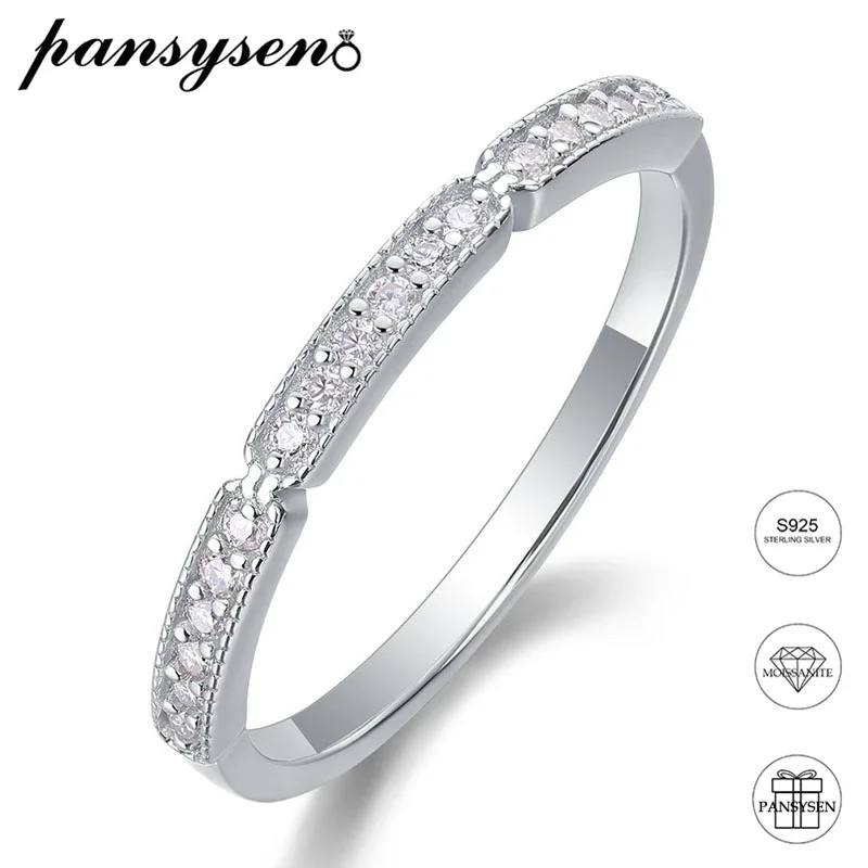 

1.2MM Full Moissanite Ring D Color VVS1 Lab Diamond Engagement Wedding Bands for Women 18k White Gold Plated Fine Jewelry Gifts
