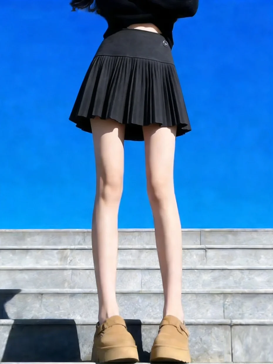

Spring 2026 A-Line Skirt Anti-Light Girls Short Skirts Korean Style High Waist Pleated Polyester Fiber Commute Skirts
