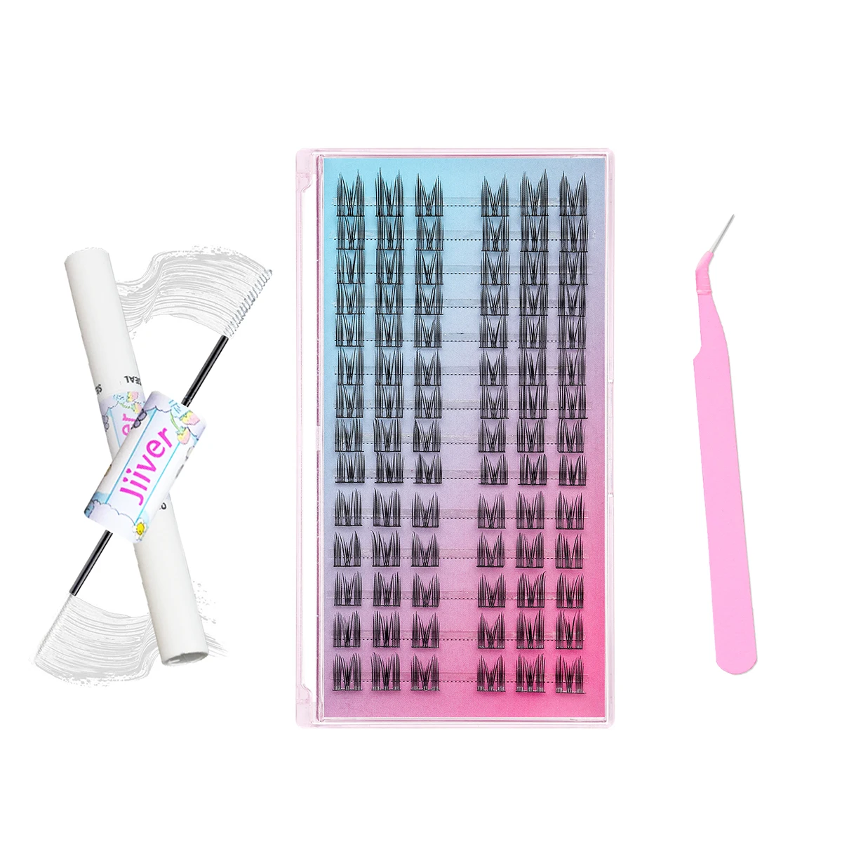 14rows Clusters Eyelash Segmented lashes with Glue Tweezer Waterproof Strong Hold Natural Fake Eyelashes for Eyelashes Extension