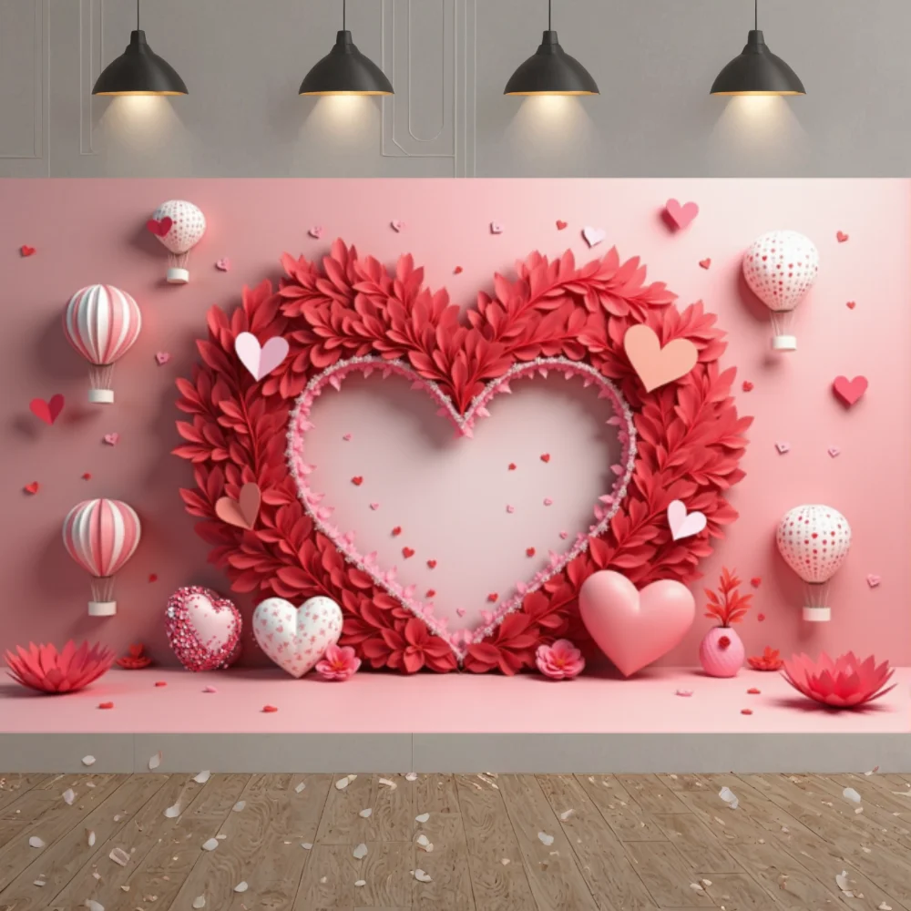 Alles Gute zum Valentinstag Banner Ballon Liebe Herz Blumen Fotografie Hintergrund Romantische Hochzeit Porträt Hintergrund Party Dekor