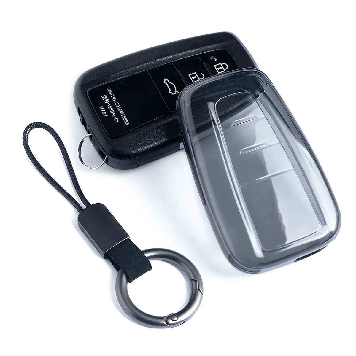 Funda delgada para llave de coche, cadena para Toyota Camry RAV4 CHR Corolla Mirai Highlander Kluger Prius 4Runner 86, negro transparente