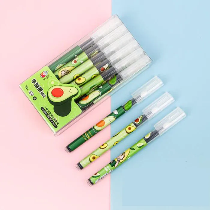 

36 pcs/lot Avocado Straight Liquid Gel Pen Creative 0.5mm black Ink Pens Promotional Gift Stationery School Supplies