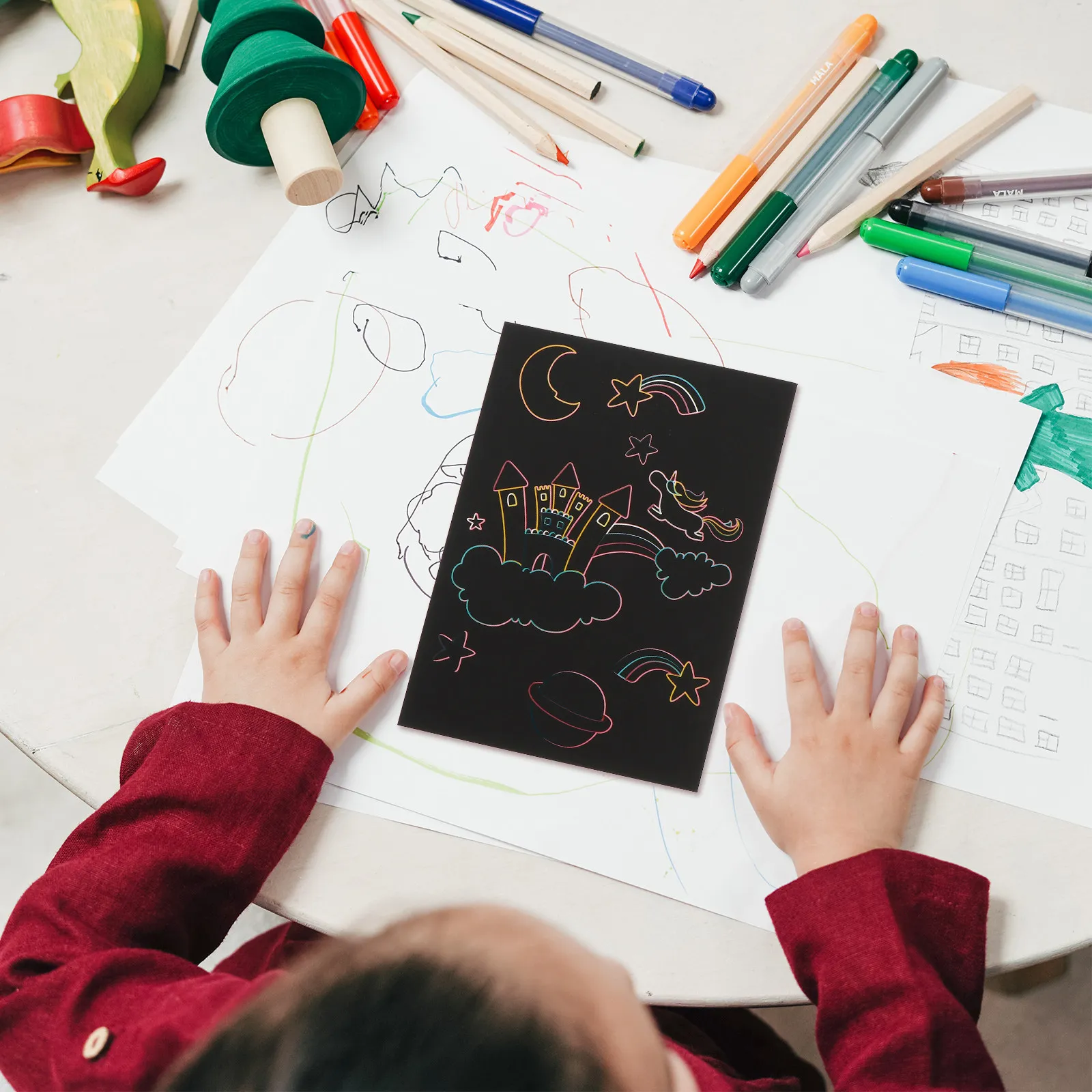 

Набор для детского творчества: карточки для скретч-рисования, инструмент для граффити, развивающая игра для детей, подарок на вечеринку, скретч-карты