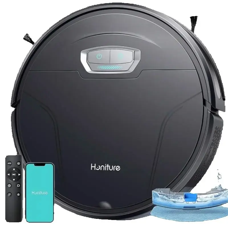 Robot aspirateur et serpillière combinés, aspirateur robot à forte aspiration 4500pa avec auto-charge, autonomie de 180 minutes, application, télécommande et commande vocale