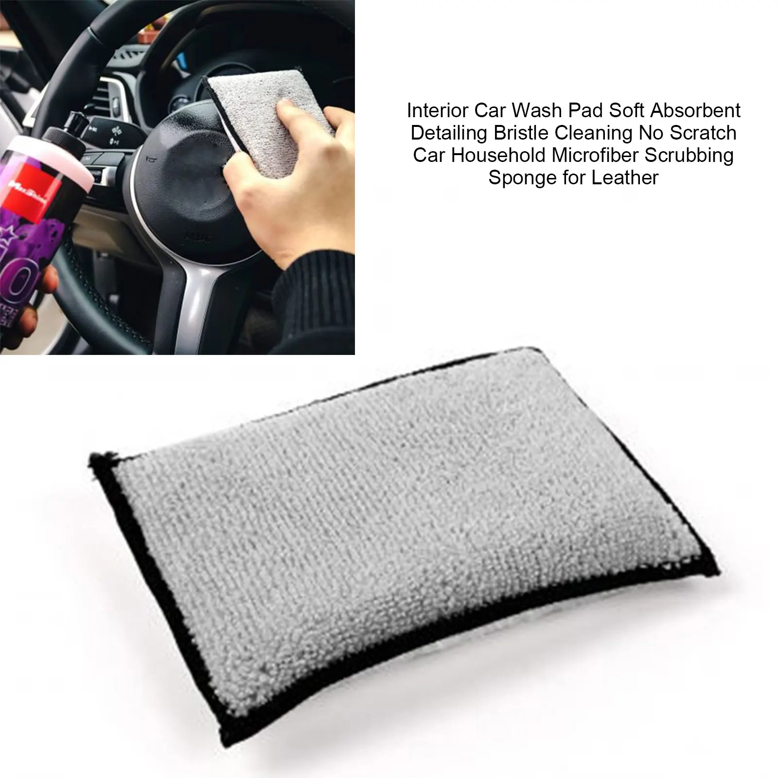 Interior Car Wash Pad Soft Absorbent Detailing Bristle Cleaning No Scratch Car Household Microfiber Scrubbing Sponge For Leather