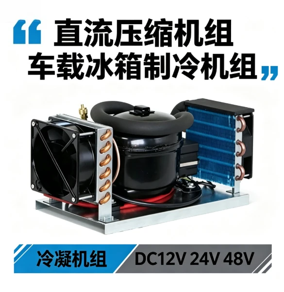 DC Compressor Unit 12V 24V Air Cooled Condensing Assembly RV Marine Fridge Cooler BD25HC Replacement Mobile Refrigeration