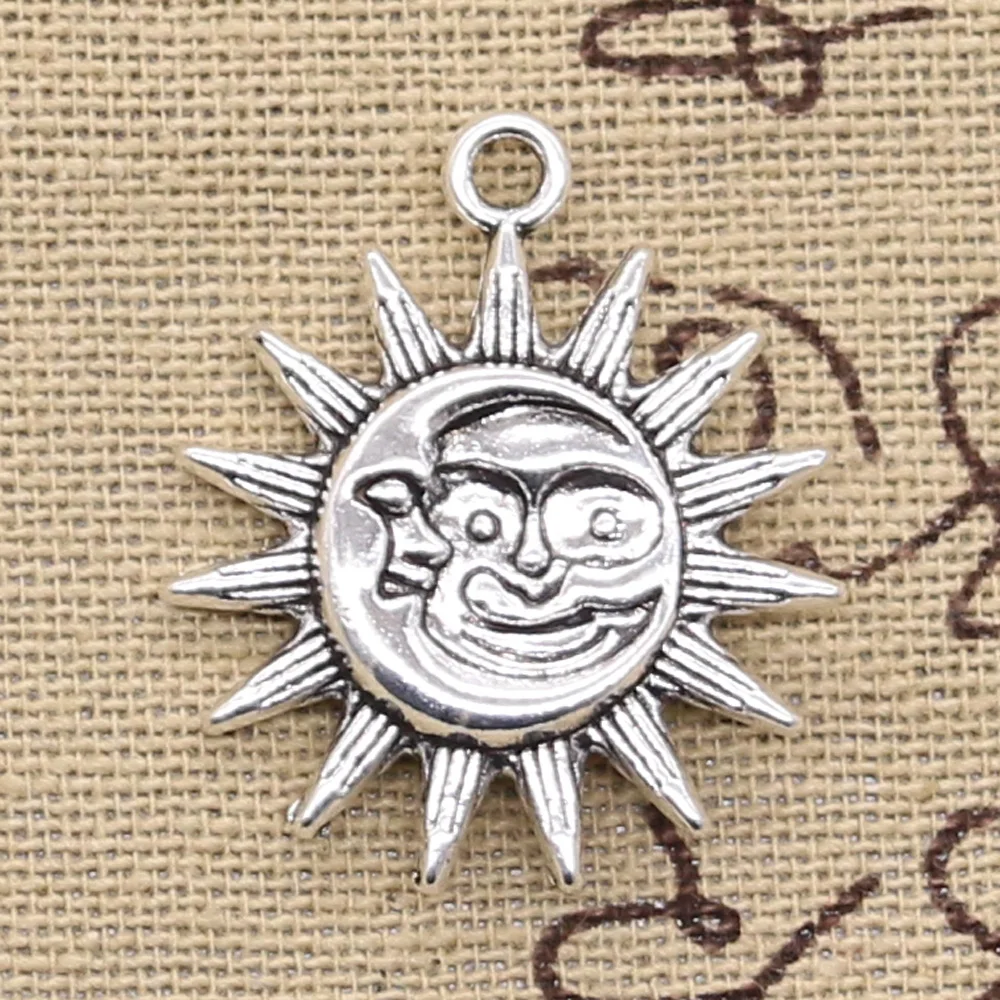 

8pcs Charms Sunshine Sun Moon 28x25mm Antique Silver Color Pendants DIY Crafts Making Findings Handmade Tibetan Jewelry