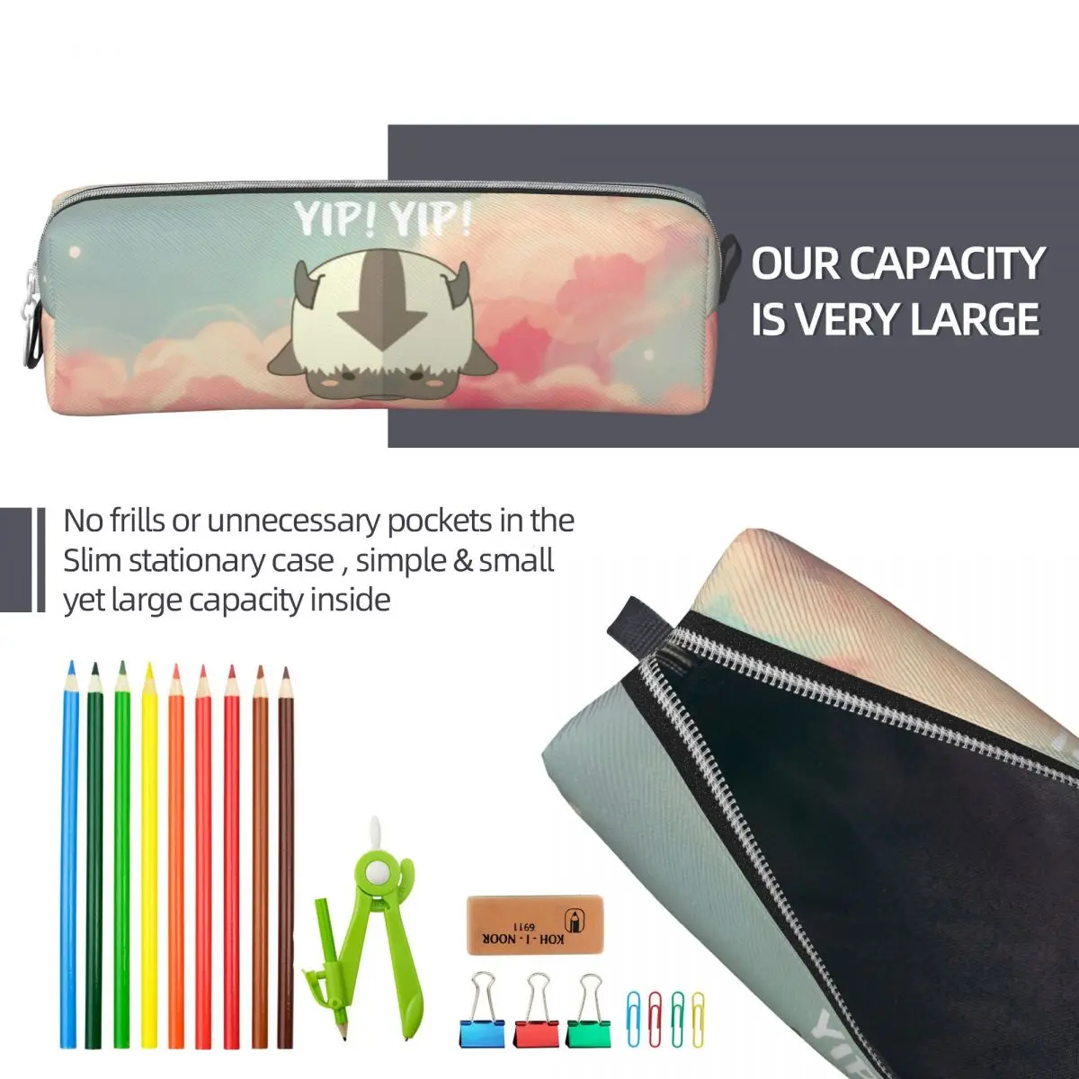 Avatar Merch Pencil Cases Creative Appa Yip Yip Pen Box Bags Kids Big Capacity Office Zipper Pencilcases