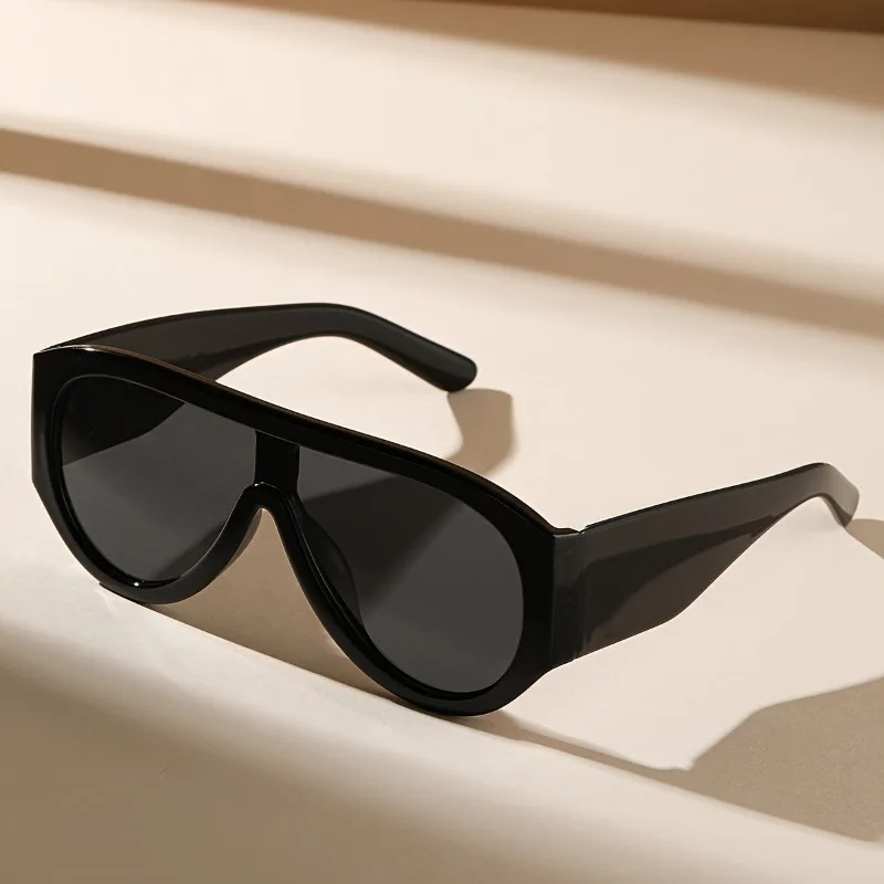 Y2K Oversized Pilot Sunglasses Women Fashion Luxury Big Frame One Piece Green Gradient Sunglasses Retro Classic Thick Shades