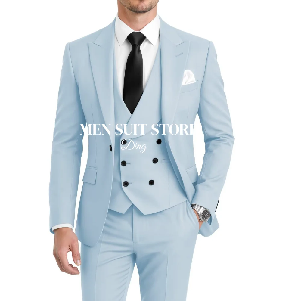 

Mens Suit 3 Piece Slim Fit Suit for Men Double Breasted Suit Men Wedding Groom Party Prom Suit trajes elegantes de hombre