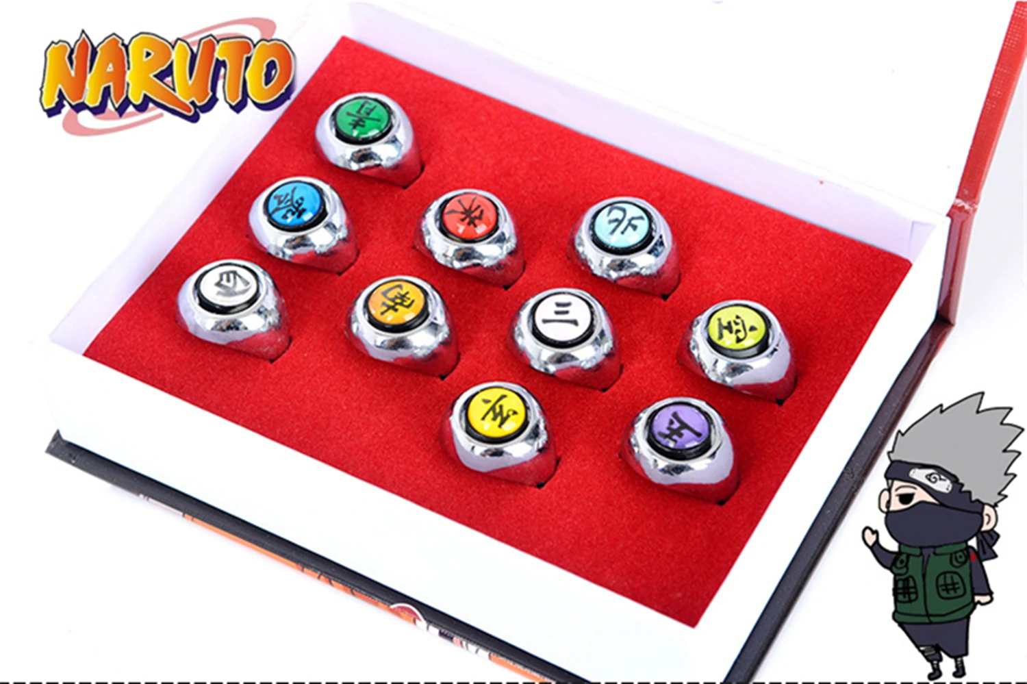 Anime Ring COS Akatsuki Deidara Uchiha Itachi Pain Sasori Orochimaru Rings Set Figure Kakashi Toys Accessories