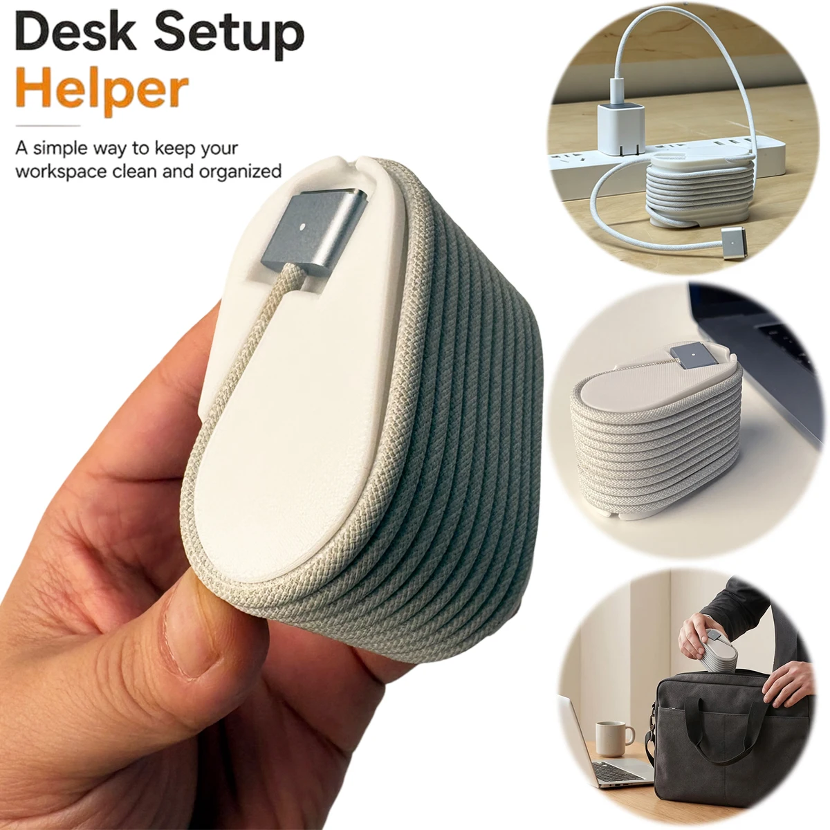 2 Portable Laptop Charging Cable Organizers, Braided Data Cable Organizers, Travel Data Cable Storage, Anti-Tangle, Universal for Desktop and Travel, Compact Cable Winder Storage Holder, Anti-Tangle Cable Management Clip, Compact Organizer, Only the Organizer, Does Not Include Cables, Does Not Include Power, Suitable For: Apple MacBook Magsafe 3 Cable Organizer, Etc