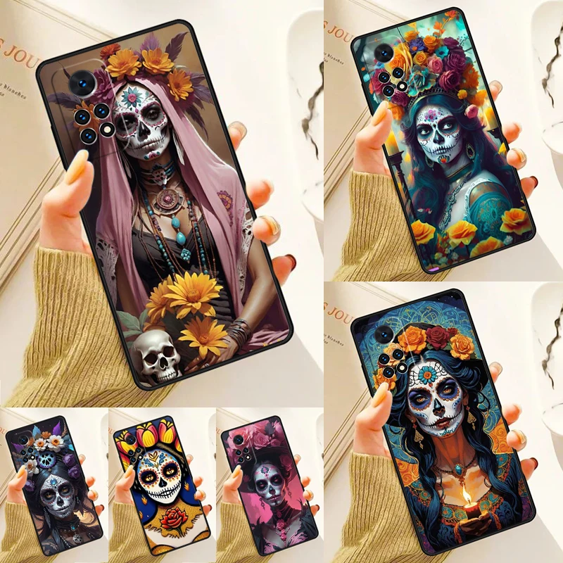 

Чехол с татуированным изображением мексиканской девушки Черепа для Samsung Galaxy S24 Plus S23 S20 S21FE Lite S22 Ultra Note 20 S8 S9 S10, чехол для телефона