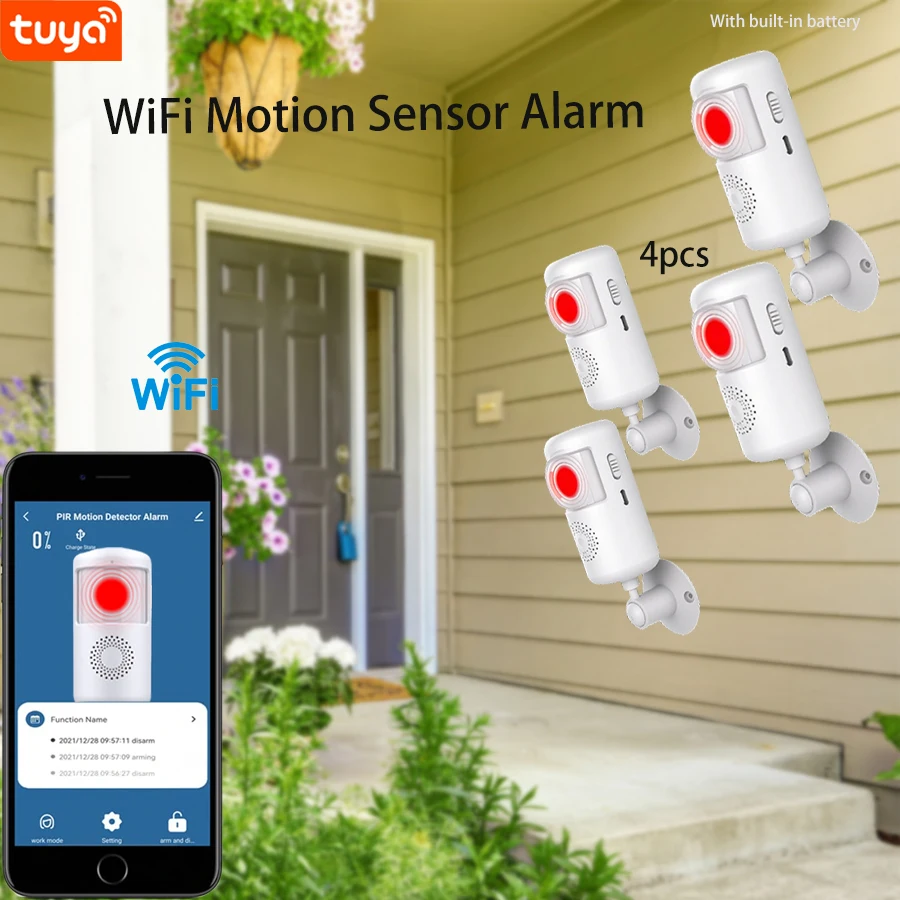 

4 шт. - дверная сигнализация Wi-Fi, беспроводная система безопасности для умного дома своими руками, с оповещением через приложение для телефона, работа с Alexa, для дома, Apa