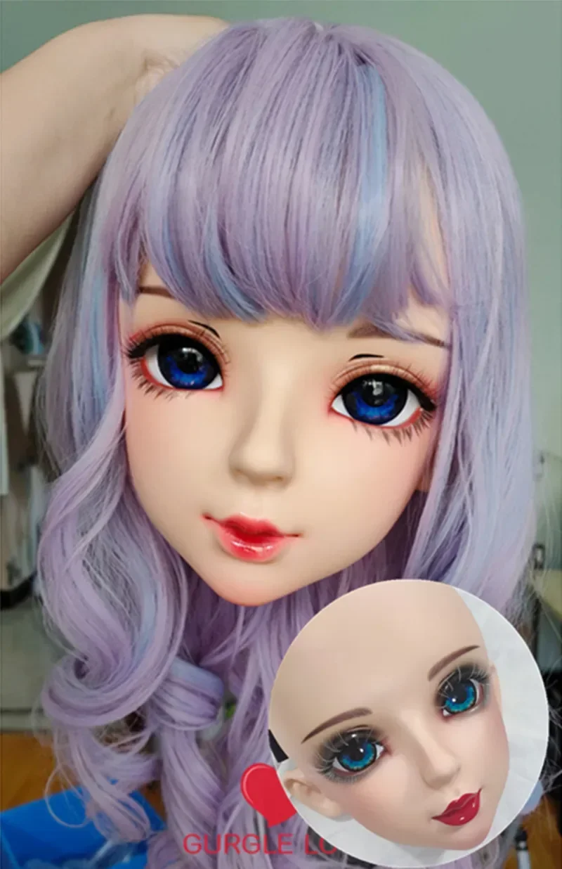 (GL Shi) Feminino Resina de Silicone Novidade Especial BJD Kigurumi Máscaras Halloween Cosplay Crossdressing Boneca Máscara de Anime Japonês