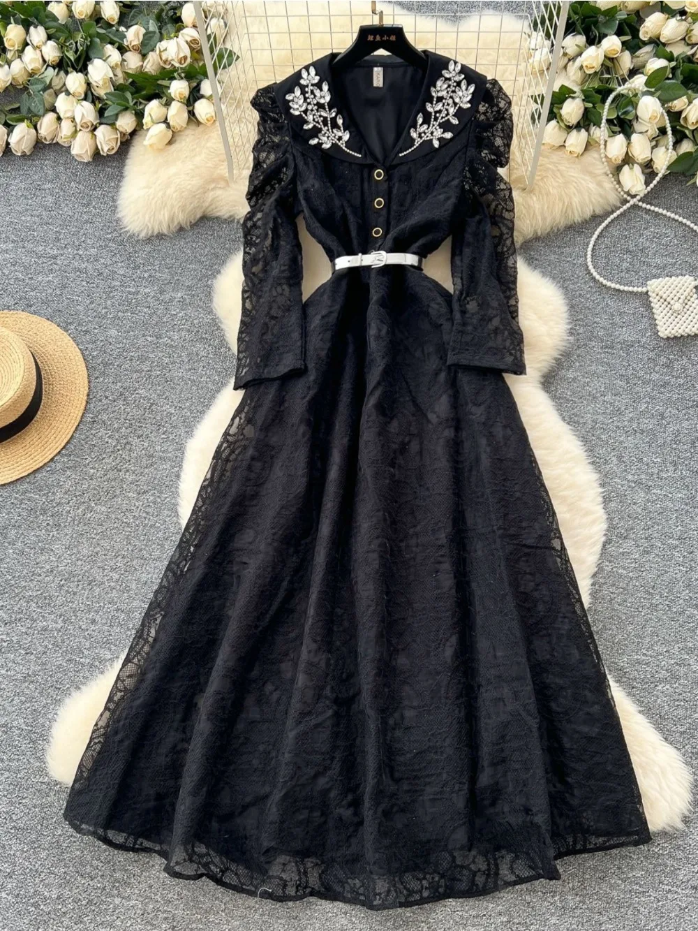 Ramadan robes longues Abaya Eid femmes musulmanes désherbage dentelle diamant fête Jalabiya robes Largos arabe longue Robe caftan broderie