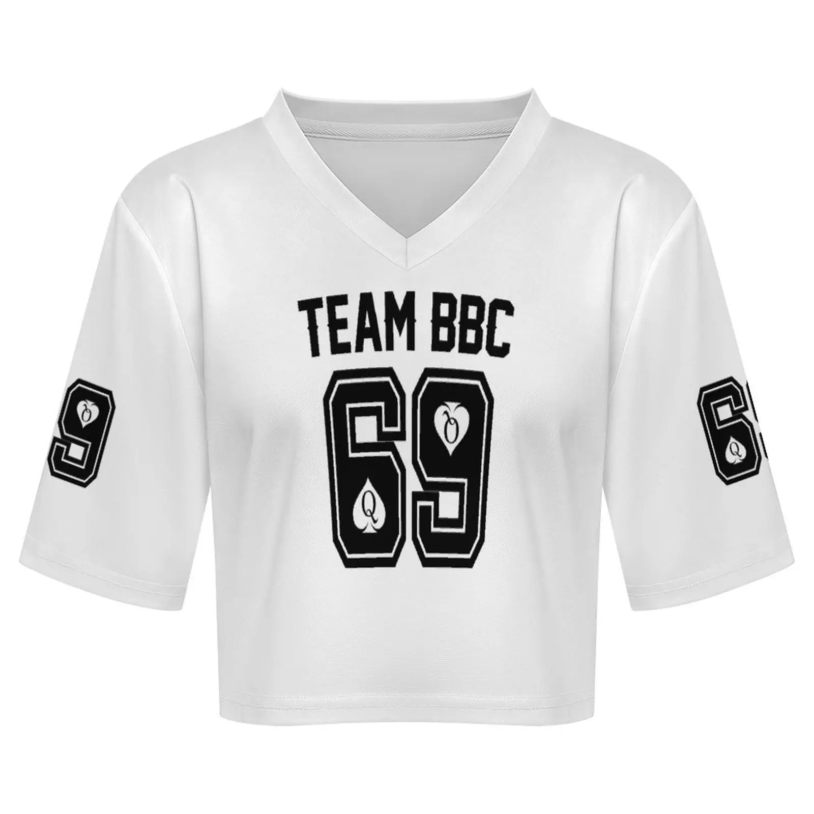 Customized Women's Jersey Shirts Hip Hop V Neck Short Sleeve Crop Top Graphic Tees image 6