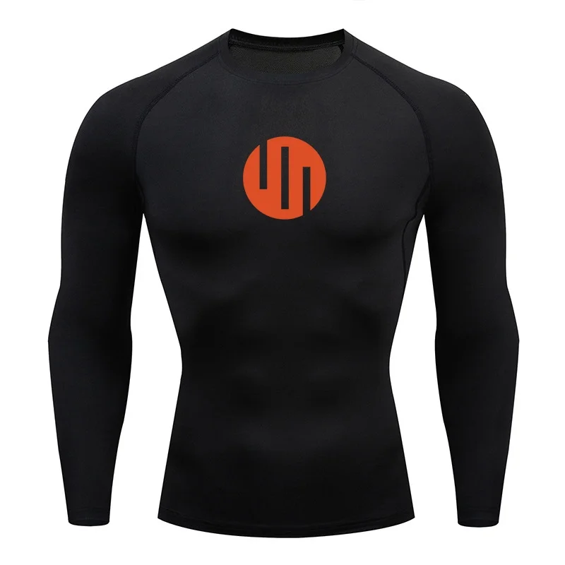 Graphic Compression Shirts for Men Spring Fall Athletic Quick Dry Long Sleeve Tees Tops Gym Workout Running Undershirt Baselayer
