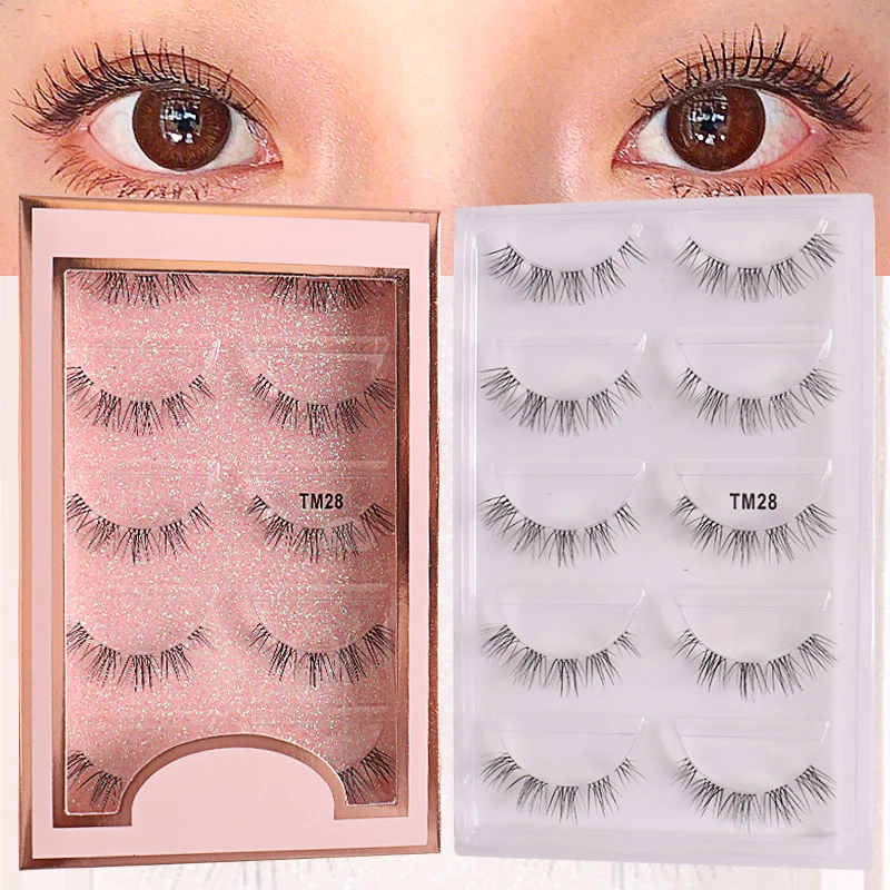 New 3/4/5pair 3d mink eyelashes natural short long invisible thin band fake lashes curl soft fake eyelash extension cilio Beauty